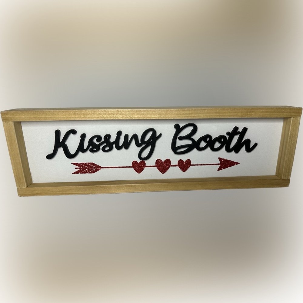 Valentines Day Kissing Booth Wooden Sign- Great For Photo Shoots or Party Decor